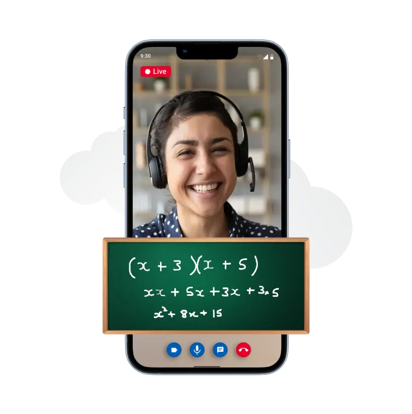 مكالمة فيديو مباشرة مع المعلم.